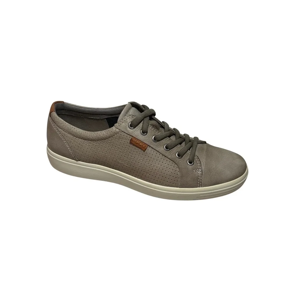 ECCO Soft 7 Womans Extra Wide Grey Leather Perforated Lace Up Sneakers Size 11.5